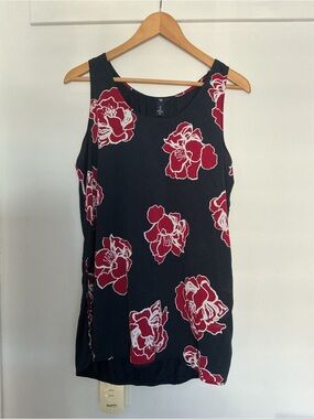 GAP Navy Blue Sleeveless Top with Red and White Floral Print